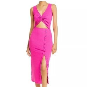 NWT! FORE Fuchsia Midi Ribbed Dress Size SMALL